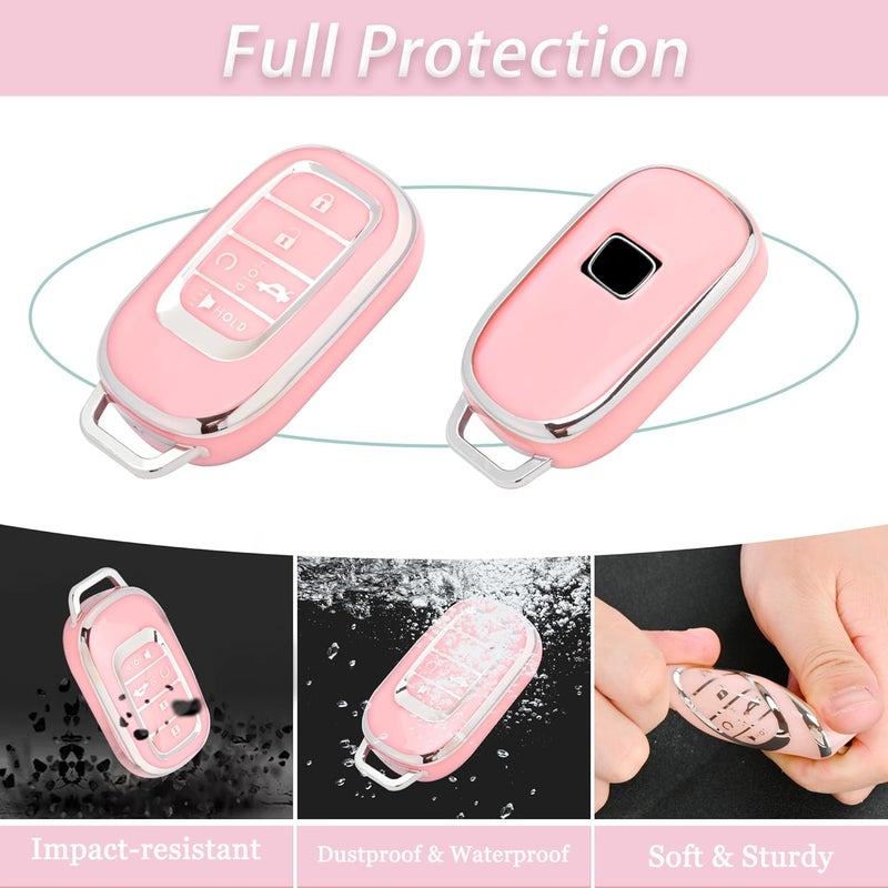JAMCARI for Honda Key Fob Cover - Soft TPU Key Fob Protector for 2022 Accord Civic CRV Pilot Odyssey 11th Gen Smart Key Case with Bling Keychain - Image 3
